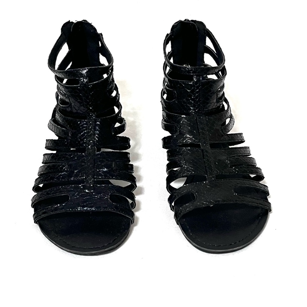 Nine West Black Reptile Gladiator Sandals Size 6 1/2